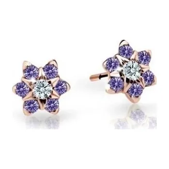 Náušnice Cutie Jewellery Půvabné dětské náušnice z růžového zlata C2152-30-X-4 fialová + 2 měsíce na vrácení zboží
