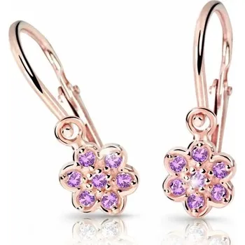 Náušnice Cutie Jewellery Dětské náušnice z růžového zlata C2746-10-X-4 fialová + 2 měsíce na vrácení zboží