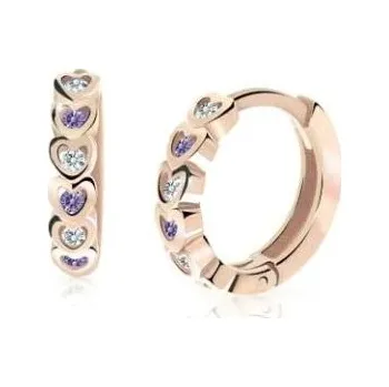 Náušnice Cutie Jewellery Dětské kruhové náušnice z růžového zlata C3339-80-X-4 fialová + 2 měsíce na vrácení zboží