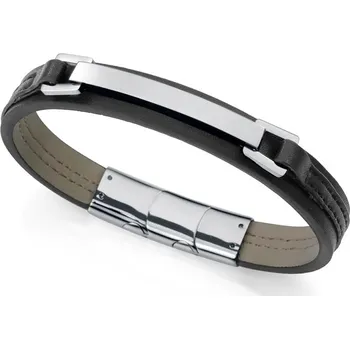 Náramek Viceroy Kožený náramek s ocelovou ozdobou pro muže Magnum 75378P01010 + 2 měsíce na vrácení zboží