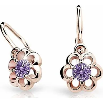 Náušnice Cutie Jewellery Dětské náušnice z růžového zlata C1947-10-X-4 fialová + 2 měsíce na vrácení zboží