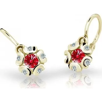 Náušnice Cutie Jewellery Zlaté dětské náušnice C2178-10-X-1 červená + 2 měsíce na vrácení zboží