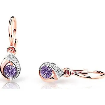 Náušnice Cutie Jewellery Dětské náušnice z růžového zlata C1898-10-X-4 fialová + 2 měsíce na vrácení zboží