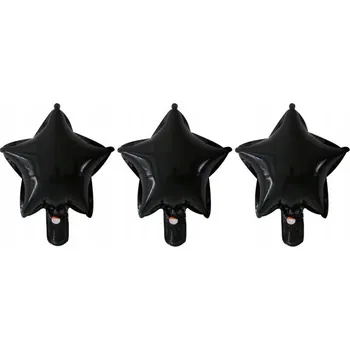 Balónek 3x Fóliový balónek hvězda černá hvězdička helium 25 cm