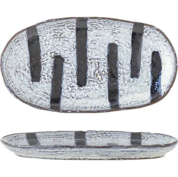 Bloomingville, Talíř na servírování Ever 24,5 cm modro-černý - Formadore