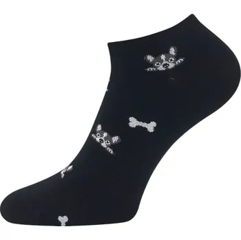 Dámské ponožky Voxx Dámské ponožky kotníčkové Bibiana černé pejsci (Bambusové dámské kotníčkové ponožky)