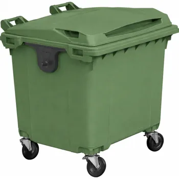 Popelnice NAODPAD Plastový kontejner 1100 l zelený ploché víko