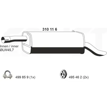 Tlumič výfuku Zadní tlumič výfuku ERNST 310116