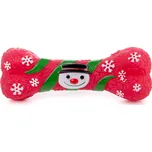 JK ANIMALS, vinylová kost X-Mas, pískací vánoční hračka pro psy, 18 cm, ideální pro aktivní hru