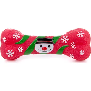 Hračka pro psa JK ANIMALS, vinylová kost X-Mas, pískací vánoční hračka pro psy, 18 cm, ideální pro aktivní hru