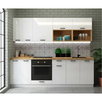 Kuchyňská linka Kuchyň TOP LINE 240 cm, bez pracovní desky, bílá alpská/bílý les