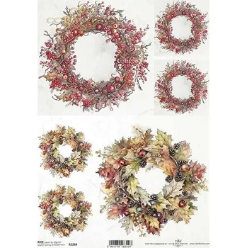 Umělecký papír Rýžový papír na decoupage ITD - Věnce podzimní - R2284