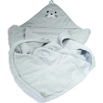 Dětská mušelínová osuška s kapucí modrá, 80x80 cm PREM