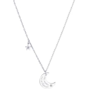 Módní doplněk S'Agapõ Slušivý ocelový náhrdelník měsíc s krystaly Be My Always SBM65 + 2 měsíce na vrácení zboží