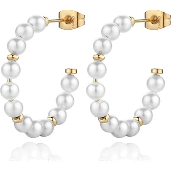 Módní doplněk S'Agapõ Otevřené pozlacené kruhy s perličkami Wisdom SWI26 + 2 měsíce na vrácení zboží