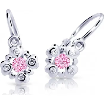 Náušnice Cutie Jewellery Třpytivé dětské náušnice z bílého zlata C2253-10-X-2 růžová + 2 měsíce na vrácení zboží