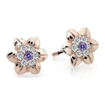 Náušnice Cutie Jewellery Krásné dětské náušnice z růžového zlata C2202-30-X-4 fialová + 2 měsíce na vrácení zboží