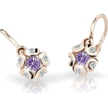 Náušnice Cutie Jewellery Dětské náušnice z růžového zlata C2178-10-X-4 fialová + 2 měsíce na vrácení zboží