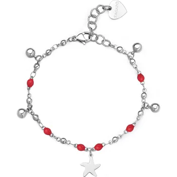 Náramek S'Agapõ Ocelový náramek s červeným smaltem Hvězdice Vibes SVB59 + 2 měsíce na vrácení zboží