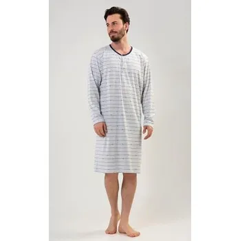 Pánská noční košile Pánská noční košile Vienetta Secret FILIP dlouhý rukáv šedá XXL