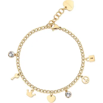 Náramek S'Agapõ Krásný pozlacený náramek s přívěsky Message SSG15 + 2 měsíce na vrácení zboží