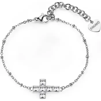 Náramek S'Agapõ Slušivý ocelový náramek s křížkem Arcadia SRD13 + 2 měsíce na vrácení zboží