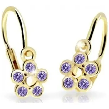 Náušnice Cutie Jewellery Dětské kytičkové náušnice ze žlutého zlata C2744-10-X-1 fialová + 2 měsíce na vrácení zboží