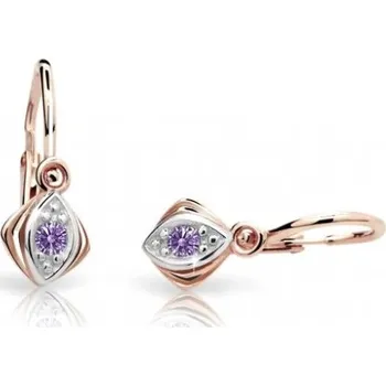 Náušnice Cutie Jewellery Dětské náušnice z růžového zlata C1897-10-X-4 fialová + 2 měsíce na vrácení zboží