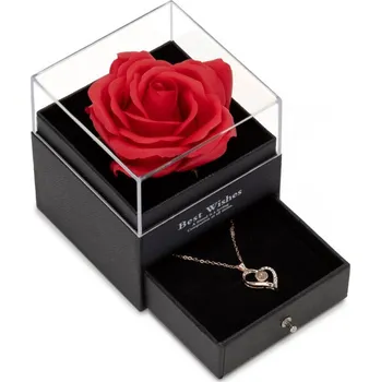umělá květina Springos Věčná růže + náhrdelník v dárkovém balení SPRINGOS HA5279 Červená