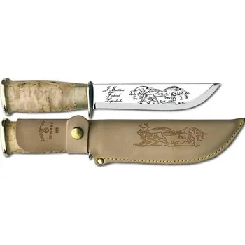 kapesní nůž Marttiini Laponský nůž 255 nerezová ocel/kudrnatá bříza/kůže/záštita 255010