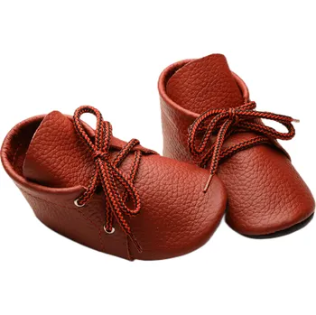 Capáčky EVTODI Kožené capáčky s koženou podrážkou kotníčkové červené 12-18 měsíců Červená 21,5