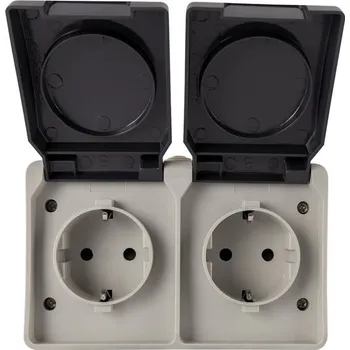 REV AquaBase 2cestná zásuvka odolná proti vlhkosti, 2pólová, ochranná proti stříkající vodě IP54,