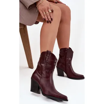 Dámská zimní obuv Dámské kotníkové boty na podpatku D8271 Vínová - Sweet Shoes vínová 39