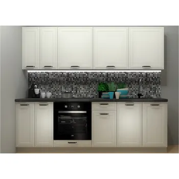 Kuchyň VERDI 240 cm, bez pracovní desky, šedá grenola/světle šed