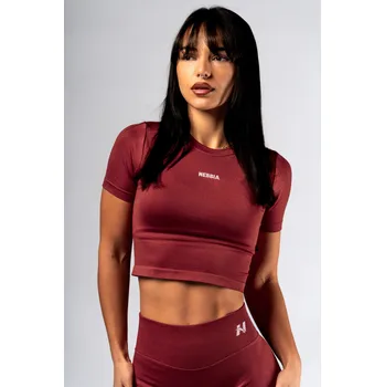 NEBBIA Seamless crop top s krátkým rukávem POWER červený XS