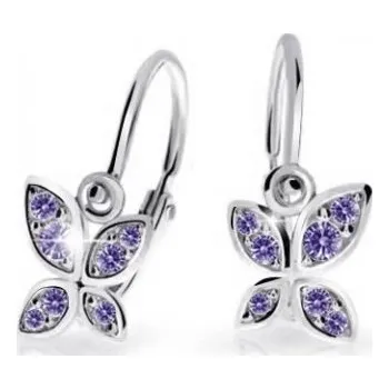 Náušnice Cutie Jewellery Dětské náušnice z bílého zlata Motýlci C2259-10-X-2 fialová + 2 měsíce na vrácení zboží