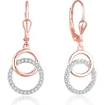 Beneto Stylové bronzové náušnice se zirkony AGUC2707-RHR + 2 měsíce na vrácení zboží