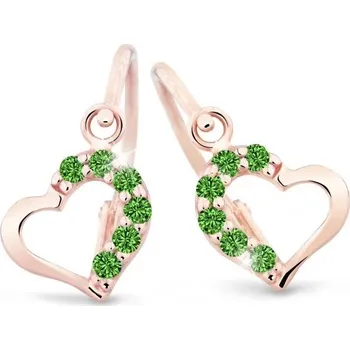 Náušnice Cutie Jewellery Něžné dětské náušnice z růžového zlata C2757-10-X-4 zelená + 2 měsíce na vrácení zboží