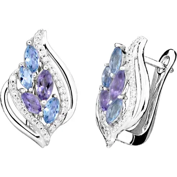 Náušnice MOISS Elegantní stříbrné náušnice s ametysty a topazy EG000095 + 2 měsíce na vrácení zboží