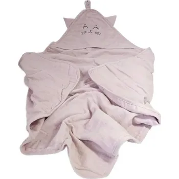 Dětská mušelínová osuška s kapucí růžová, 80x80 cm PREM