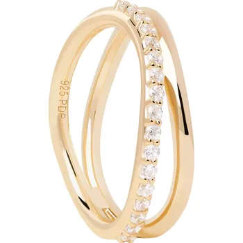 Šperk PDPAOLA Půvabný pozlacený prsten se zirkony Twister Essentials AN01-844 48 mm + 2 měsíce na vrácení zboží