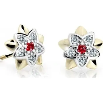 Náušnice Cutie Jewellery Dětské bicolor náušnice ze žlutého zlata C2210-30-X-1 červená + 2 měsíce na vrácení zboží