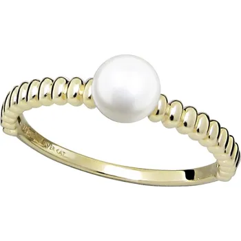 Módní doplněk Silver Cat Něžný pozlacený prsten s pravou sladkovodní perlou SC578 52 mm + 2 měsíce na vrácení zboží