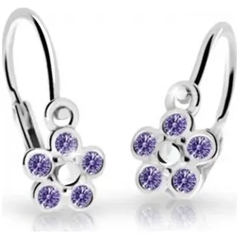 Náušnice Cutie Jewellery Dětské kytičkové náušnice z bílého zlata C2744-10-X-2 fialová + 2 měsíce na vrácení zboží