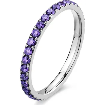 Módní doplněk S'Agapõ Dámský ocelový prsten s fialovými zirkony Dazzly SDZ158 58 mm + 2 měsíce na vrácení zboží
