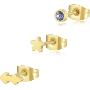 Módní doplněk S'Agapõ Sada tří pozlacených single náušnic Střelec Click SCK204 + 2 měsíce na vrácení zboží