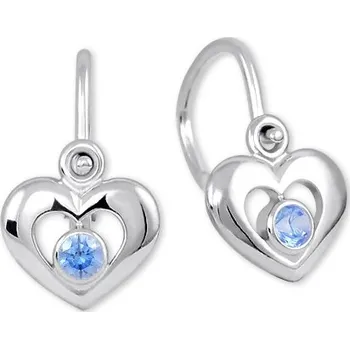 Náušnice Soliter Dětské náušnice Srdíčka z bílého zlata 236 001 00988 07 - modré + 2 měsíce na vrácení zboží
