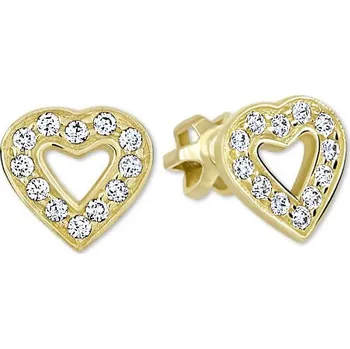 Náušnice Brilio Zlaté srdíčkové náušnice s krystaly 239 001 00207 + 2 měsíce na vrácení zboží