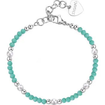 Náramek S'Agapõ Ocelový korálkový náramek s umělými perlami Glint SGI17 + 2 měsíce na vrácení zboží