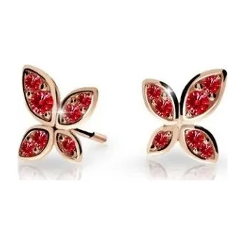 Náušnice Cutie Jewellery Dětské náušnice z růžového zlata Motýlci C2259-30-X-4 červená + 2 měsíce na vrácení zboží